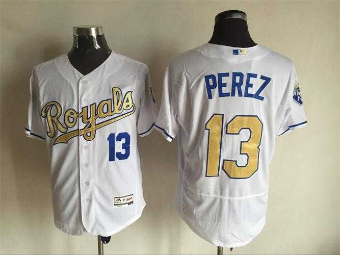 Kansas City Royals #13 Salvador Perez World Series Champions Patch White-Gold 2016 Flexbase Collection Stitched Jersey,We sell and wholesale Kansas City Royals #13 Salvador Perez World Series Champions Patch White-Gold 2016 Flexbase Collection Stitched Jersey on line form chian!